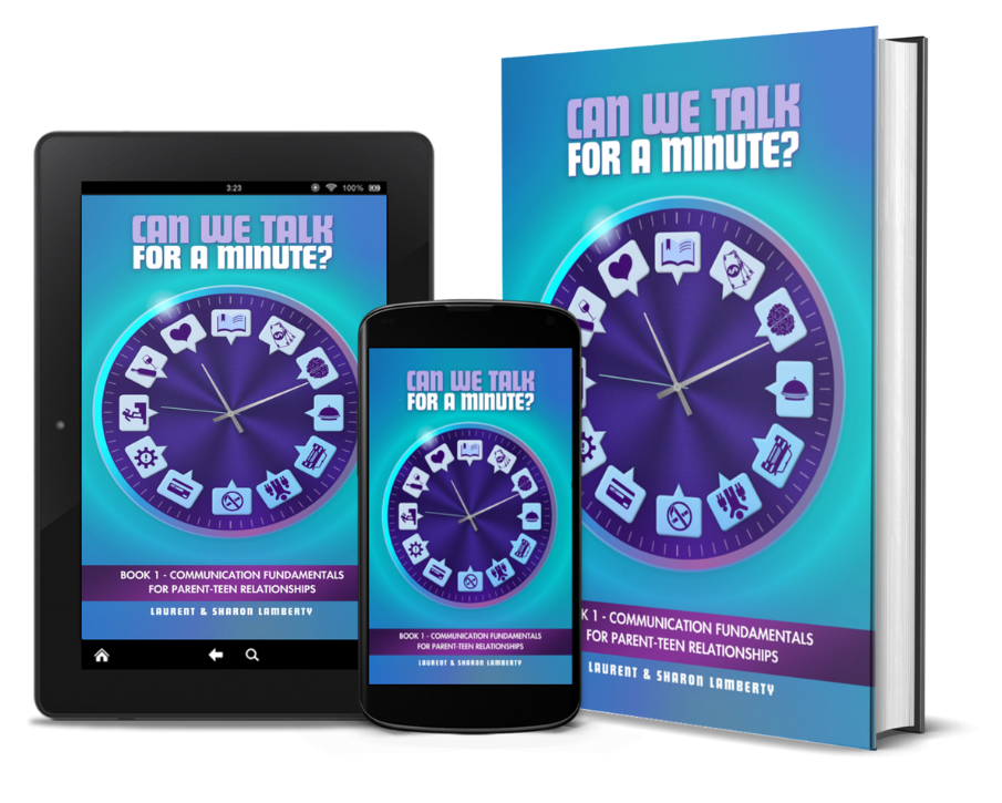 Can We Talk For A Minute? shown on a book cover, tablet and phone